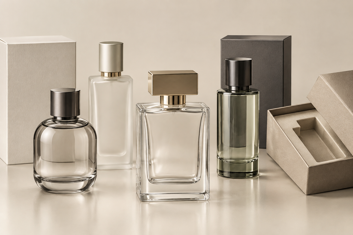 Perfume packaging design for a new fragrance launch