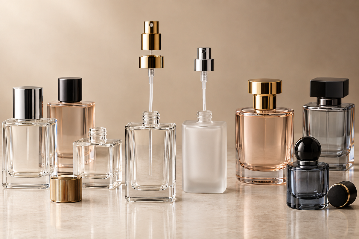 Perfume bottle filling and assembly for fragrance packaging