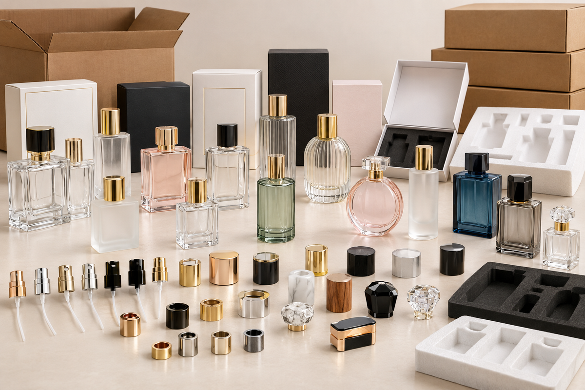 Wholesale perfume bottles caps pumps and packaging components