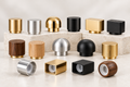 Perfume caps for glass perfume bottles including aluminum, Zamac and wooden styles